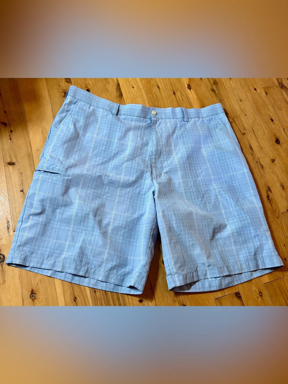 Grand Slam Golf Shorts Men’s 42x10 Light Blue Plaid Preppy Sporty Lightweight